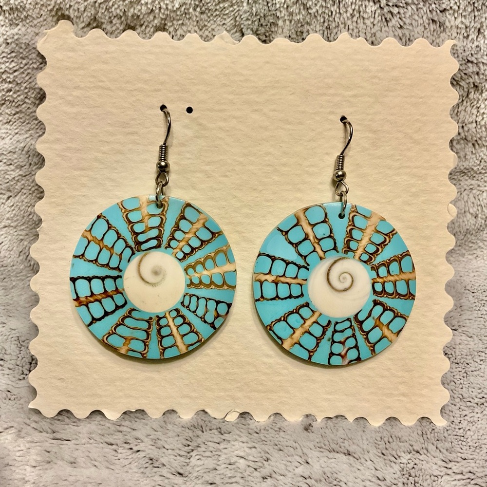 Turquoise Earrings with Geometric Patterns